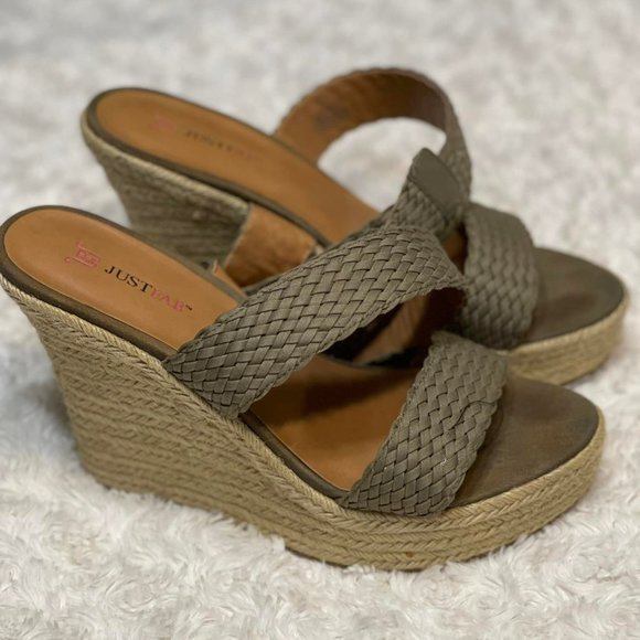 JustFab Shoes - Just Fab Army Green Breeze Wedges